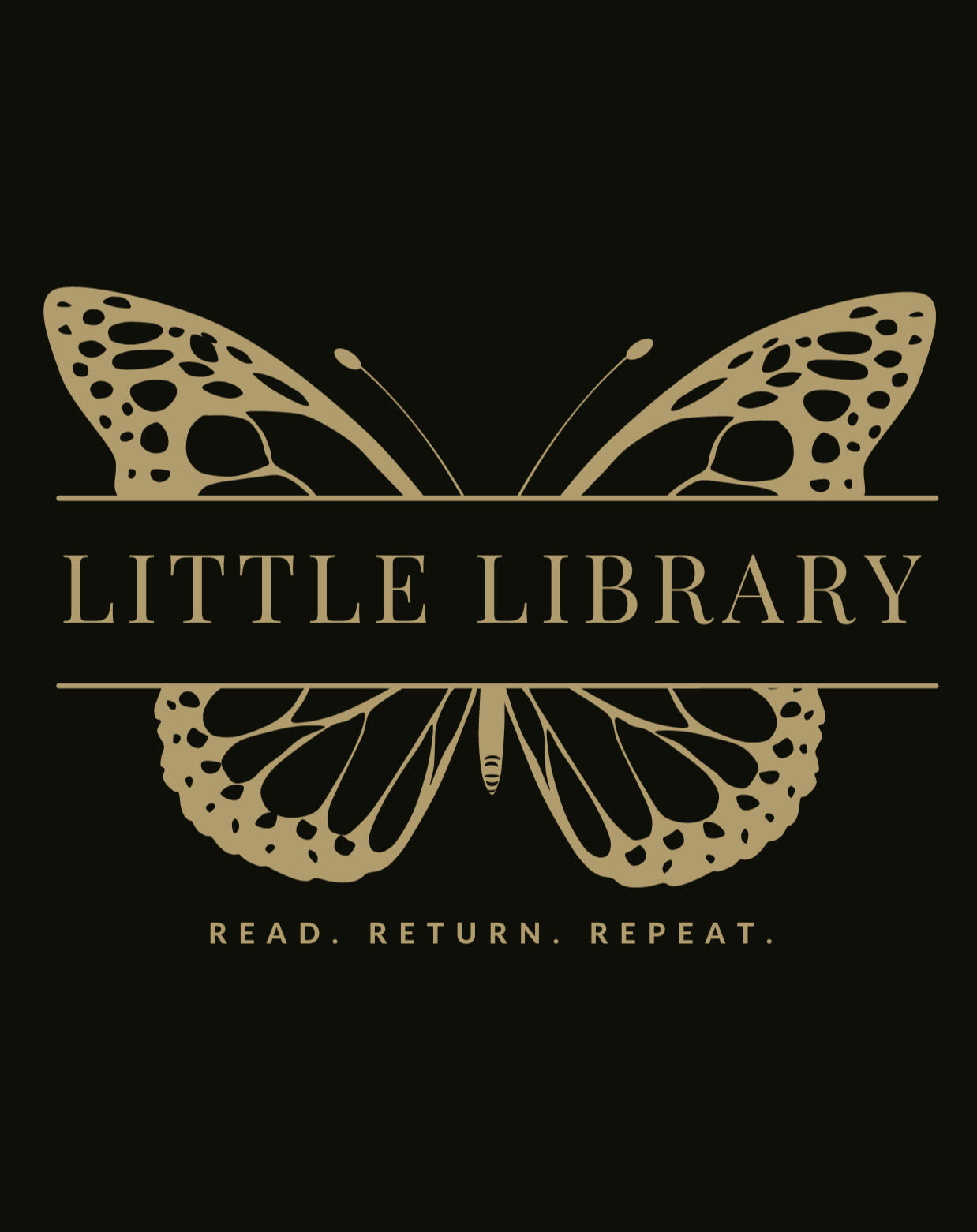 Little Library logo with butterfly "Read. Return. Repeat."